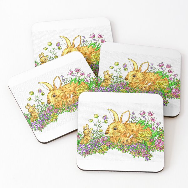 Item preview, Springtime Bunnies with Flowers in Mosaic Print  designed and sold by Belknap.