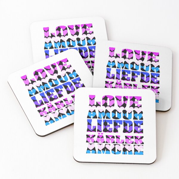 Item preview, Love Many Languages Hearts Pink Black Purple Blue designed and sold by ValeriesGallery.