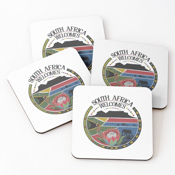 Item preview, South Africa Welcomes Flag Map Johannesburg, Pretoria, Table Mountain designed and sold by AnimalsDH305.