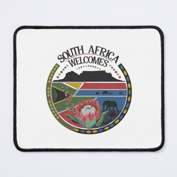 Item preview, South Africa Welcomes Flag Map Johannesburg, Pretoria, Table Mountain designed and sold by AnimalsDH305.