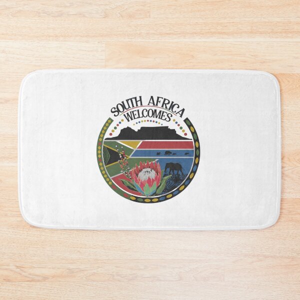 Item preview, South Africa Welcomes Flag Map Johannesburg, Pretoria, Table Mountain designed and sold by AnimalsDH305.