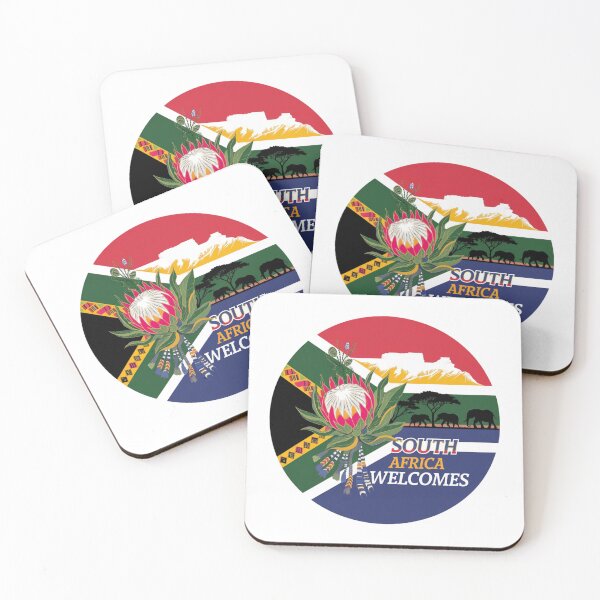 Item preview, South Africa Welcomes Flag Map Johannesburg, Pretoria, Table Mountain designed and sold by AnimalsDH305.