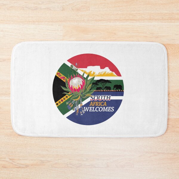 Item preview, South Africa Welcomes Flag Map Johannesburg, Pretoria, Table Mountain designed and sold by AnimalsDH305.