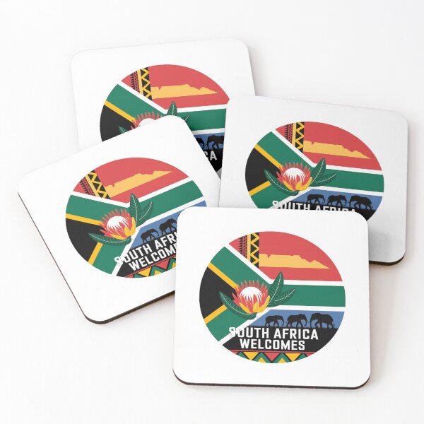 Item preview, South Africa Welcomes Flag Map Johannesburg, Pretoria, Table Mountain designed and sold by AnimalsDH305.