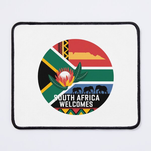 Item preview, South Africa Welcomes Flag Map Johannesburg, Pretoria, Table Mountain designed and sold by AnimalsDH305.