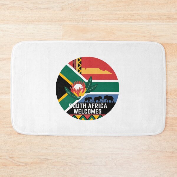 Item preview, South Africa Welcomes Flag Map Johannesburg, Pretoria, Table Mountain designed and sold by AnimalsDH305.