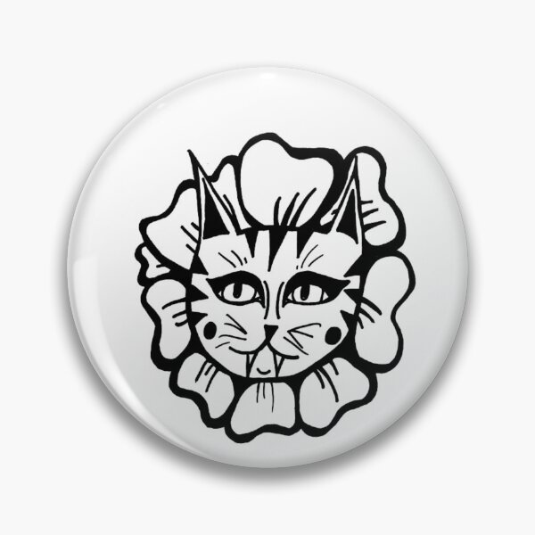 Item preview, Pretty Kitty Cat Head Flower Greyscale Tattoo Style designed and sold by KayTurtless.
