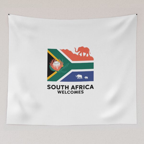 Item preview, South Africa Welcomes Flag Map Johannesburg, Pretoria, Table Mountain designed and sold by AnimalsDH305.