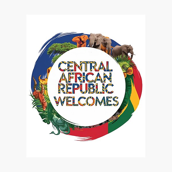 Item preview, Central African Republic Welcomes Flag Map Bangui, Ubangi River designed and sold by AnimalsDH305.