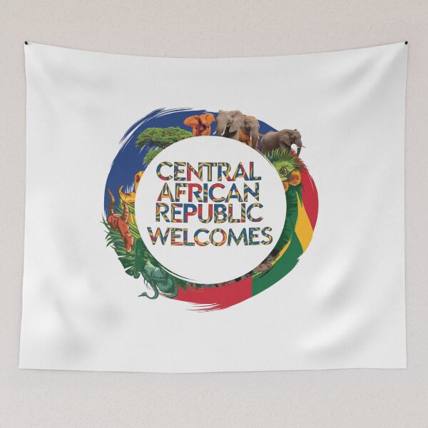 Item preview, Central African Republic Welcomes Flag Map Bangui, Ubangi River designed and sold by AnimalsDH305.