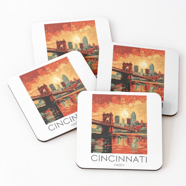 Item preview, A Pop Art Travel Print of Cincinnati - Ohio  designed and sold by StudioRedKoala.