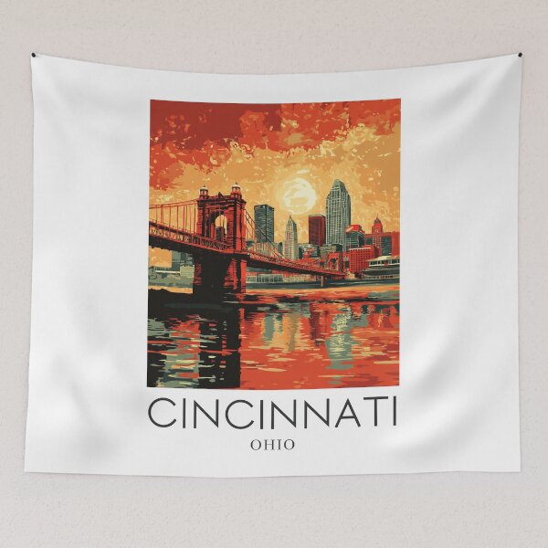 Item preview, A Pop Art Travel Print of Cincinnati - Ohio  designed and sold by StudioRedKoala.