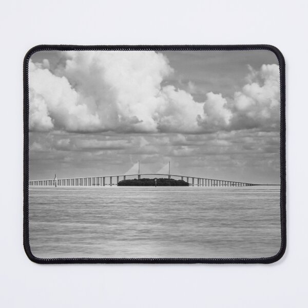Item preview, The monochrome silhouette of the Sunshine Skyway stretches across the horizon with dark storm clouds swirling above designed and sold by EyezWatchin.