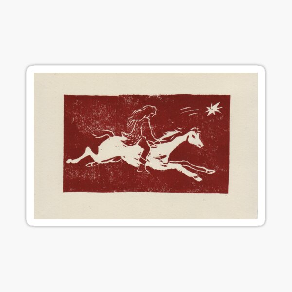 Item preview, 'prince on the flying horse' Linolcut Print designed and sold by fishboii.
