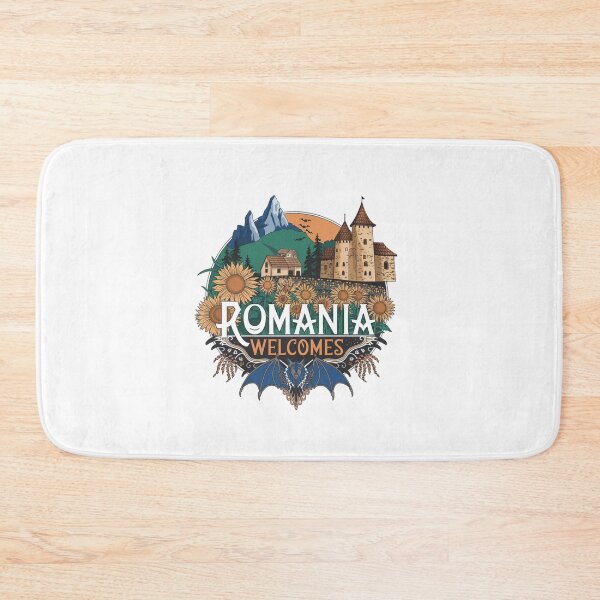 Item preview, Romania Welcomes Flag Map Bucharest, Transylvania, Bran designed and sold by AnimalsDH305.
