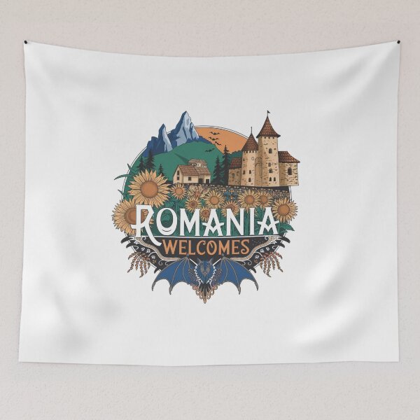 Item preview, Romania Welcomes Flag Map Bucharest, Transylvania, Bran  designed and sold by AnimalsDH305.