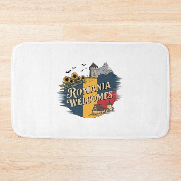 Item preview, Romania Welcomes Flag Map Bucharest, Transylvania, Bran designed and sold by AnimalsDH305.