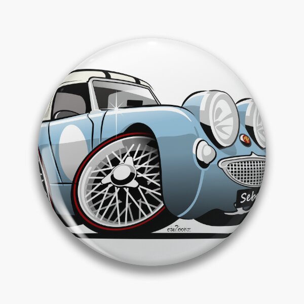 Item preview, Frogeye Sprite caricature Sebring blue designed and sold by car2oonz.