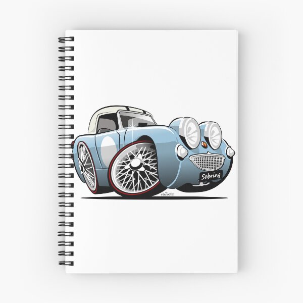 Item preview, Frogeye Sprite caricature Sebring blue designed and sold by car2oonz.