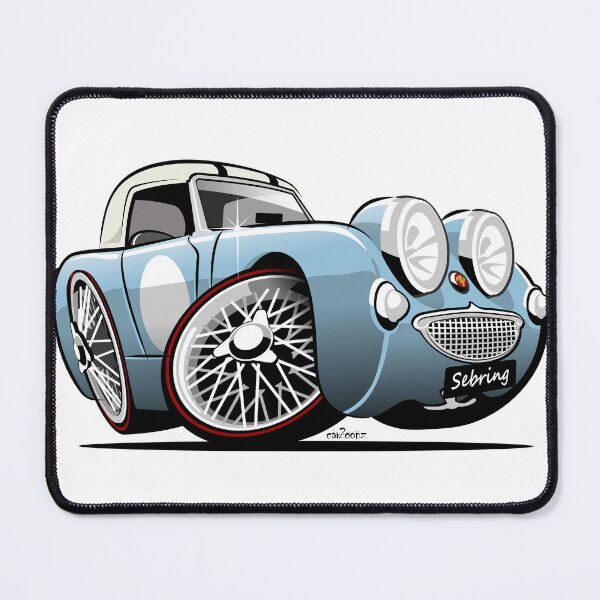 Item preview, Frogeye Sprite caricature Sebring blue designed and sold by car2oonz.
