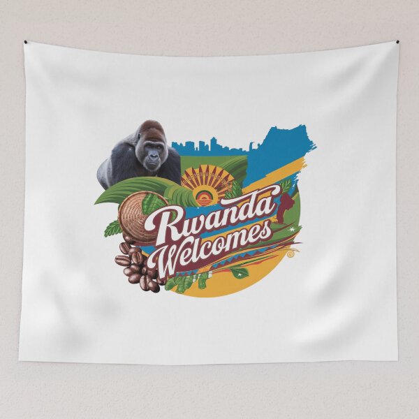 Item preview, Rwanda Welcomes Flag Map Kigali, Lake Kivu designed and sold by AnimalsDH305.