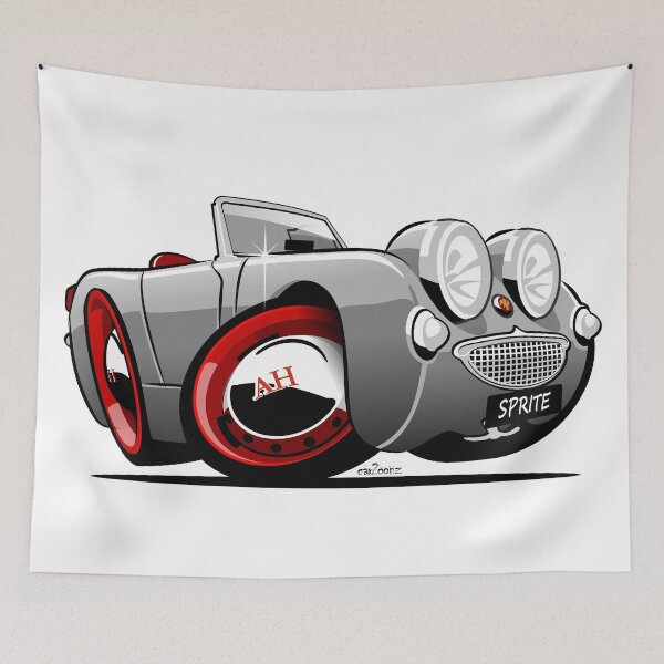Item preview, Austin Healey Sprite caricature grey designed and sold by car2oonz.