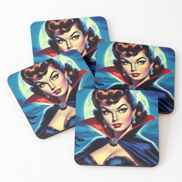 Item preview, Retro Vampire Pin-up designed and sold by PulpVintage.