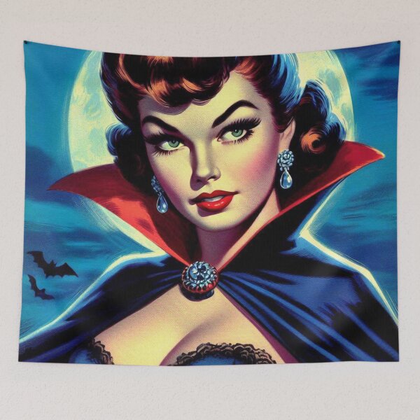 Item preview, Retro Vampire Pin-up designed and sold by PulpVintage.