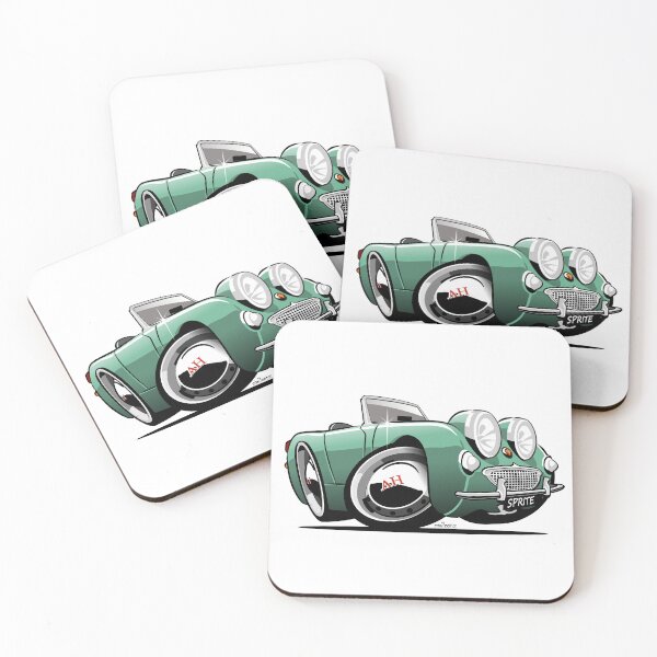 Item preview, Austin Healey Sprite caricature green designed and sold by car2oonz.