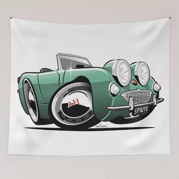 Item preview, Austin Healey Sprite caricature green designed and sold by car2oonz.