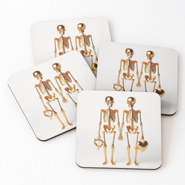 Item preview, Golden Skeletons Hand in Hand with Heart, Flower Willow designed and sold by GaborSkeleton.