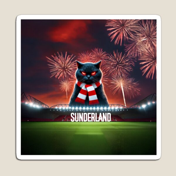 Artikel-Vorschau von Mythischer schwarzer Katzenwächter des Sunderland AFC Stadium of Light - Fußballstadionkunst, designt und verkauft von Final Whistle Art.