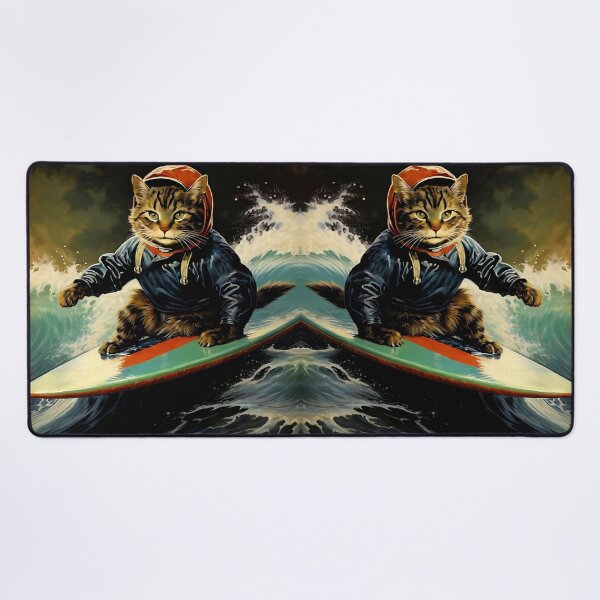 Item preview, Vintage Cat Art: The Cat Who Loves Surfing | Animal Art | Oil Painting | Cat Art designed and sold by UnhingedBird.