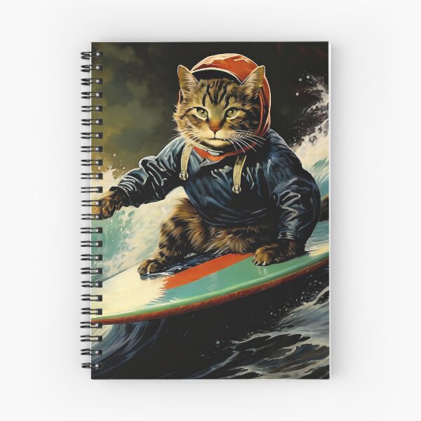 Item preview, Vintage Cat Art: The Cat Who Loves Surfing | Animal Art | Oil Painting | Cat Art designed and sold by UnhingedBird.