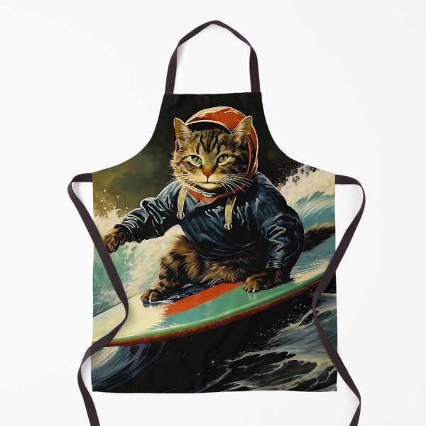 Item preview, Vintage Cat Art: The Cat Who Loves Surfing | Animal Art | Oil Painting | Cat Art designed and sold by UnhingedBird.