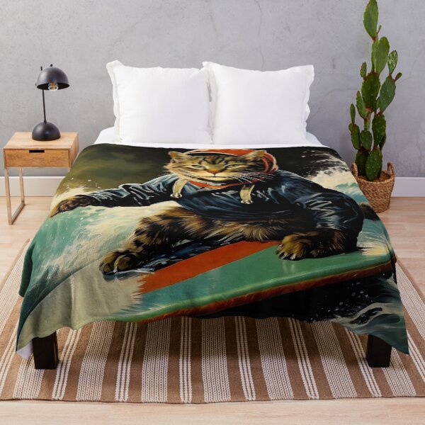 Item preview, Vintage Cat Art: The Cat Who Loves Surfing | Animal Art | Oil Painting | Cat Art designed and sold by UnhingedBird.