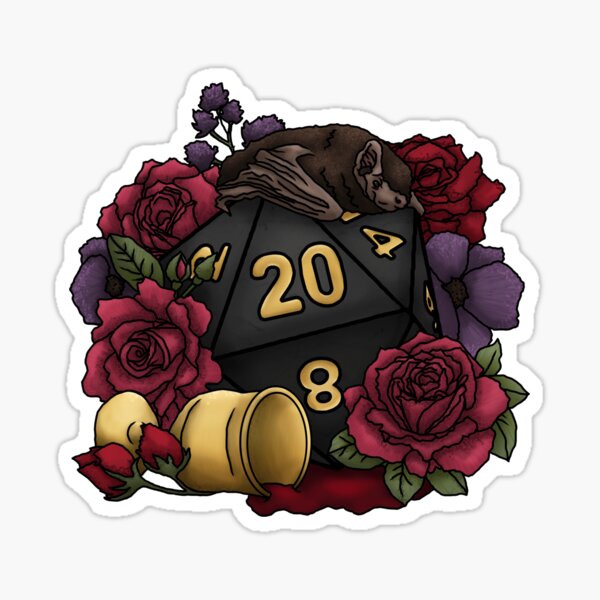 Aperçu de l'œuvre Dés de jeu RPG de table Vampire D20 créée et vendue par Kiel Chenier + Cassidy June Art.