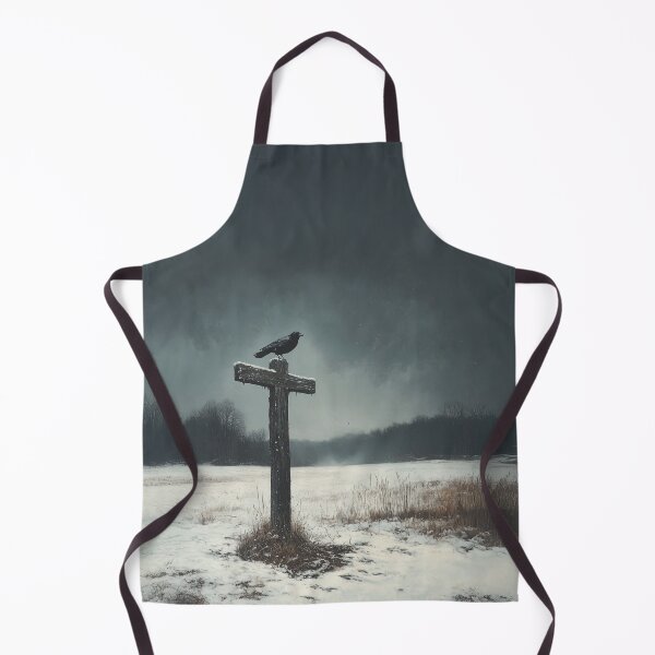 Item preview, Dark Gothic Raven on Wooden Cross – Eerie Winter Landscape designed and sold by VisualArtsOasis.