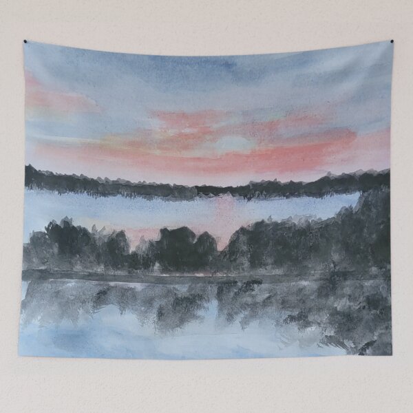 Item preview, Watercolor painting of sunset at the boardwalk  designed and sold by Jmb67.