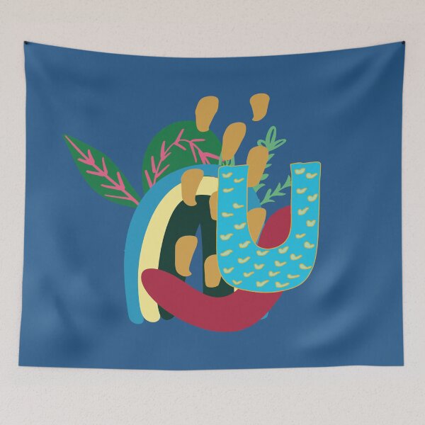 Item preview, Abstract Letter U Rainbow and Leaves designed and sold by DesignbyBFD.
