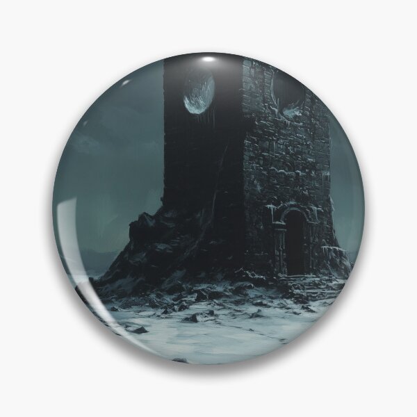 Item preview, Abandoned Ruined Tower in Snow – Dark Fantasy Gothic Landscape designed and sold by VisualArtsOasis.