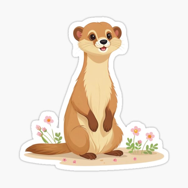 Artikel-Vorschau von Fröhliches Wiesel auf einer Blumenwiese, designt und verkauft von Standard Pixelated Prints.