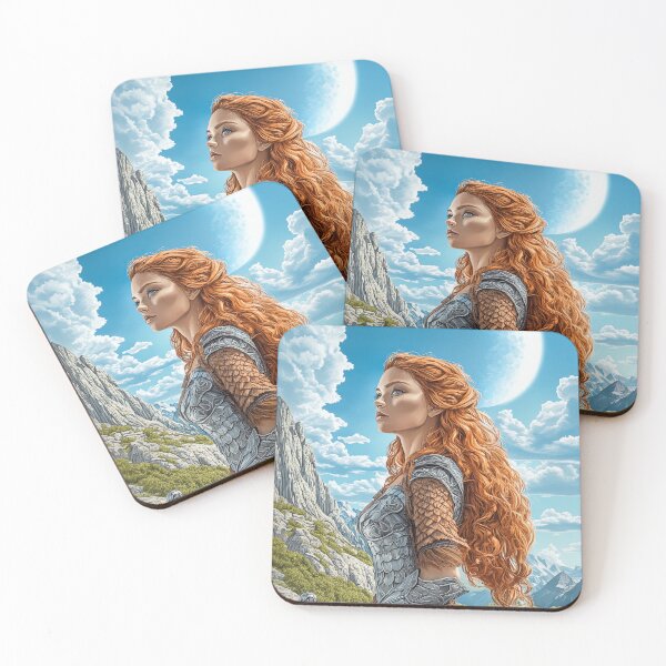 Item preview, Red-Haired Fantasy Warrior Woman designed and sold by PetsArt.