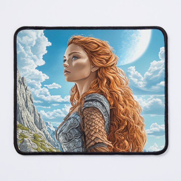 Item preview, Red-Haired Fantasy Warrior Woman designed and sold by PetsArt.