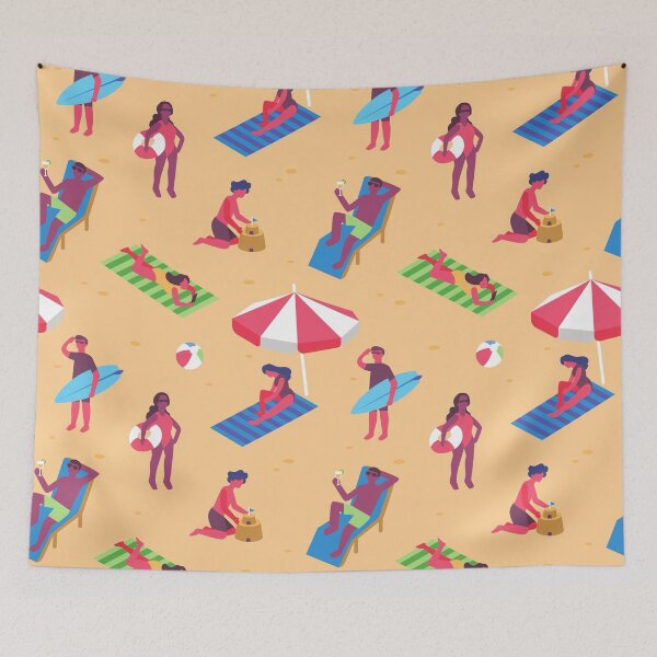 Item preview, beach summer vacation surfing sunbathing sand castle  designed and sold by Gossip Rag.