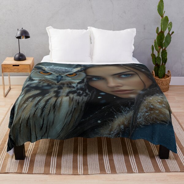 Item preview, Winter Guardian: The Mystic Bond Between Woman and Owl designed and sold by ArtVibeCo.