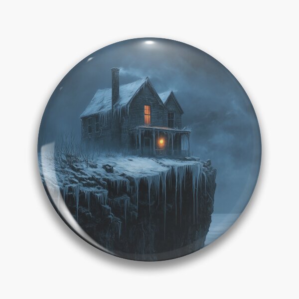 Item preview, Haunted House on Frozen Cliff – Dark Gothic Winter Landscape designed and sold by VisualArtsOasis.