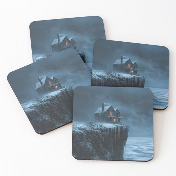 Item preview, Haunted House on Frozen Cliff – Dark Gothic Winter Landscape designed and sold by VisualArtsOasis.
