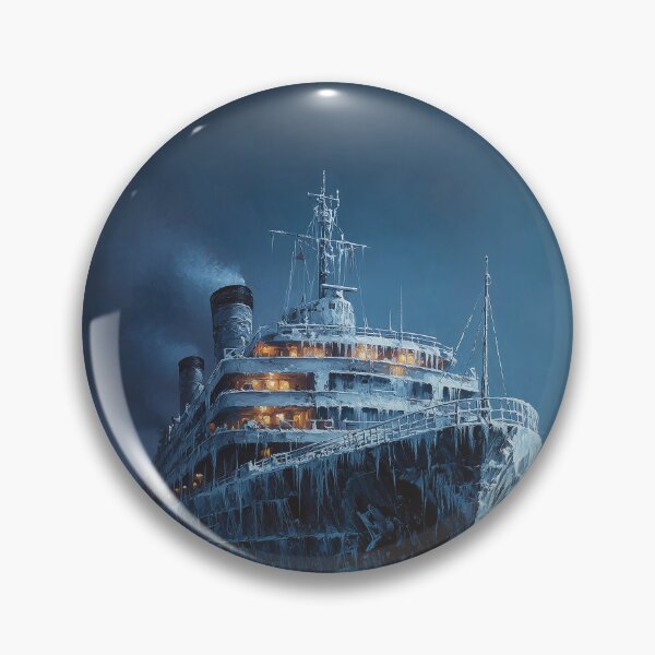 Item preview, Frozen Ghost Ship in Arctic Waters – Dark Fantasy Nautical Art designed and sold by VisualArtsOasis.