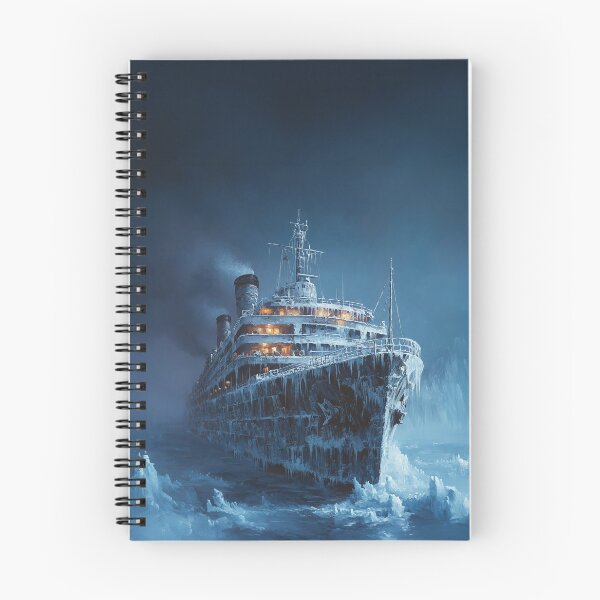 Item preview, Frozen Ghost Ship in Arctic Waters – Dark Fantasy Nautical Art designed and sold by VisualArtsOasis.
